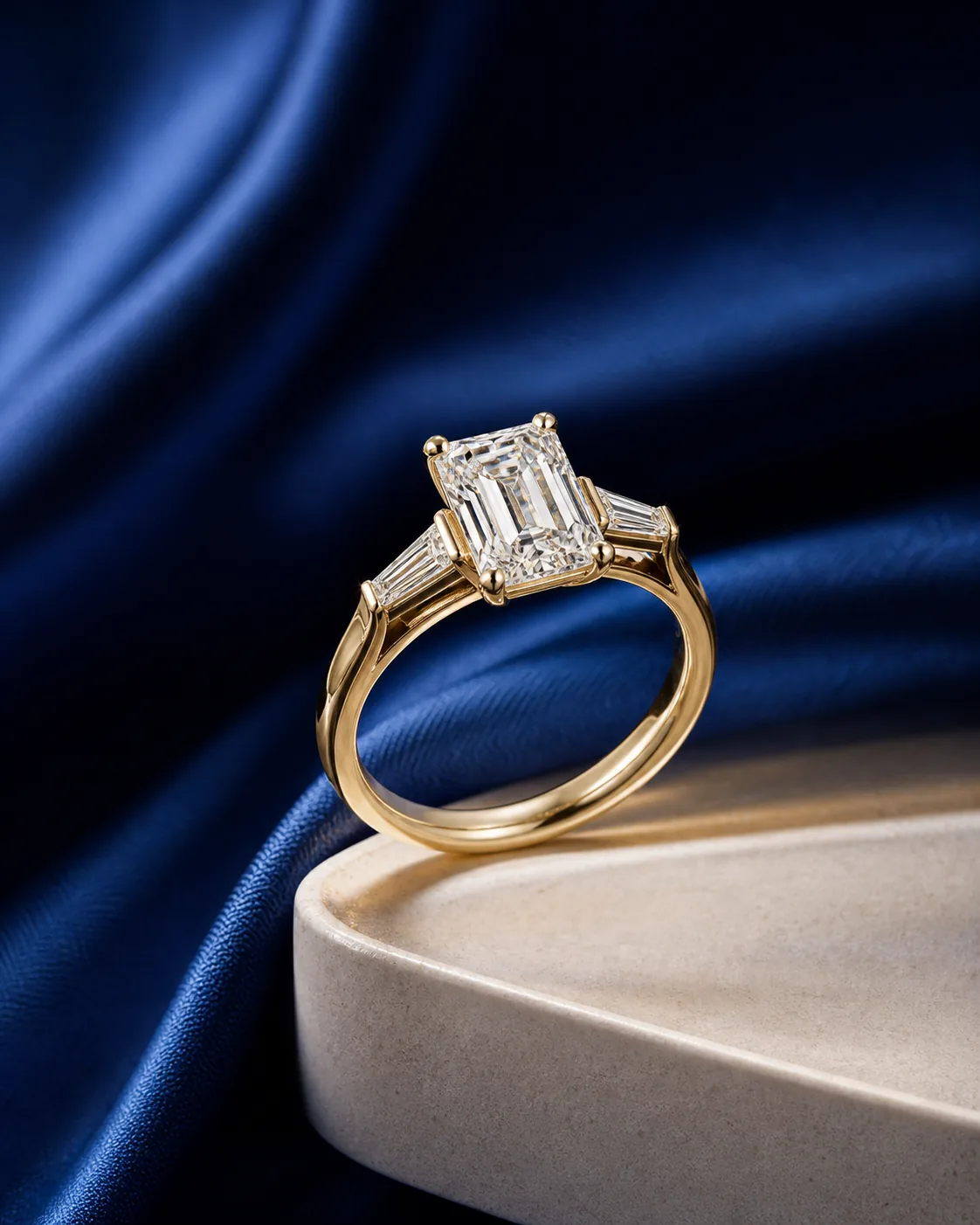 Aarohi Emerald Solitaire, 18K yellow gold diamond rings design