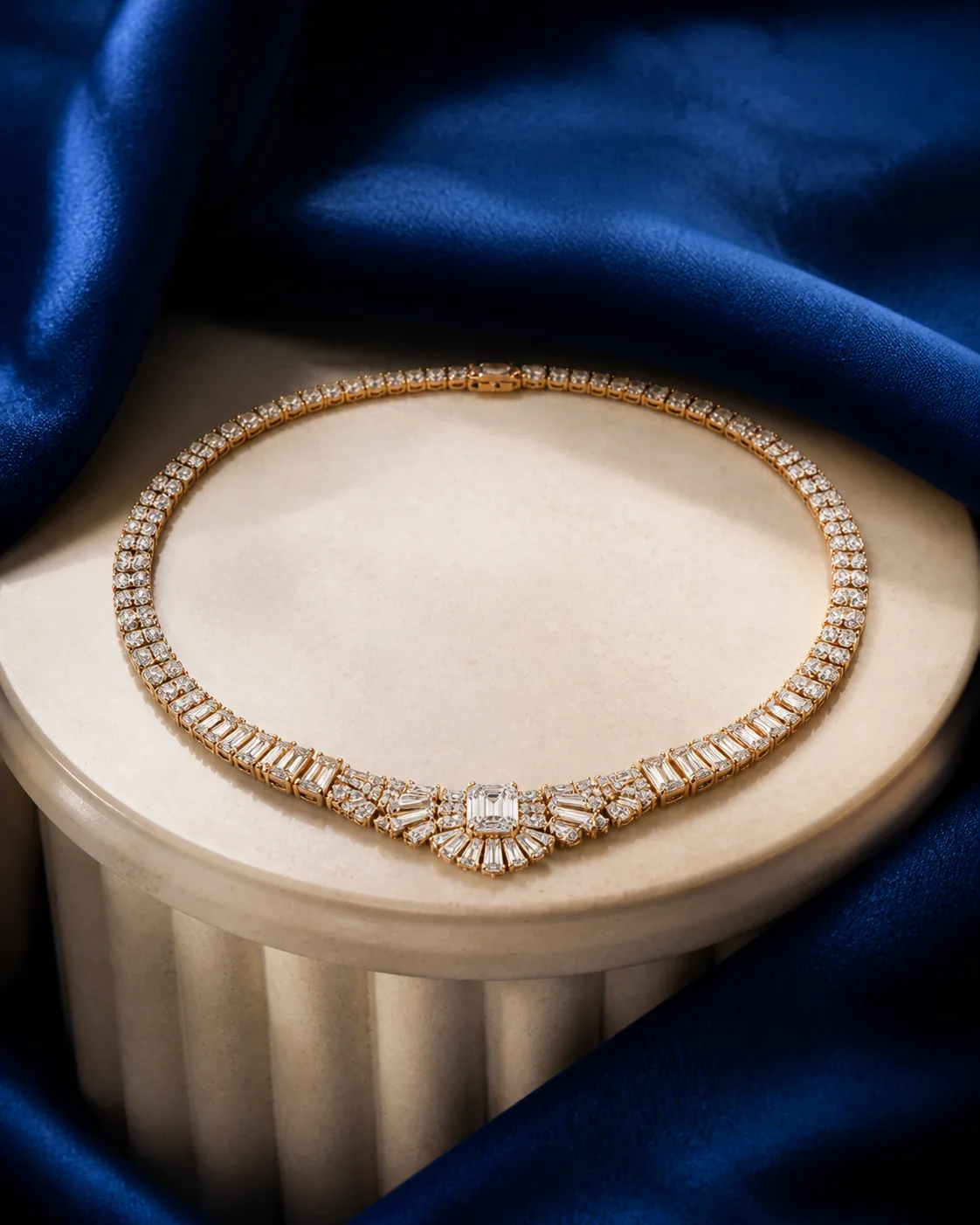 Aarohi Tennis Necklace, 18K rose gold diamond necklaces design