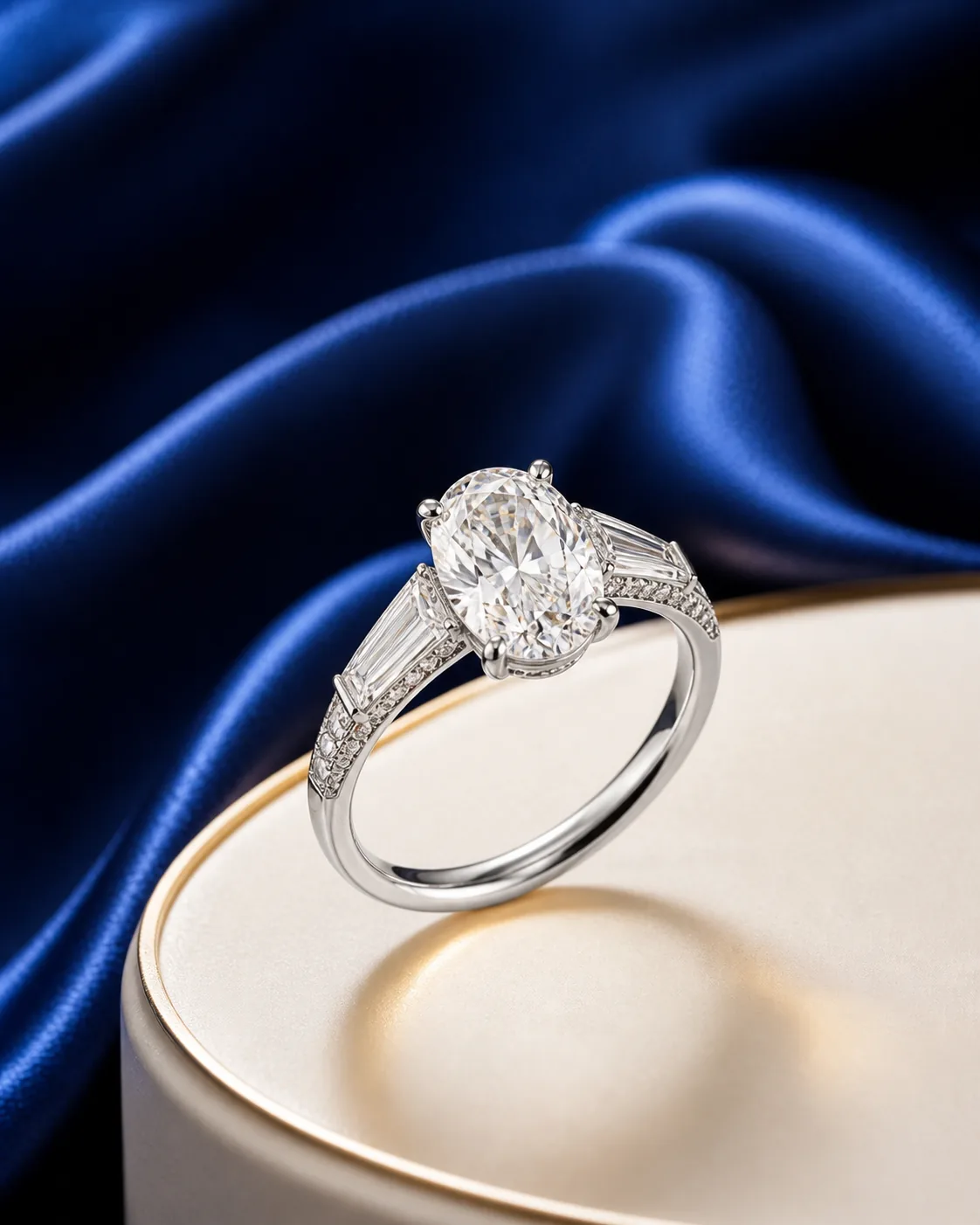 Aarohi Oval Solitaire, Platinum diamond rings design