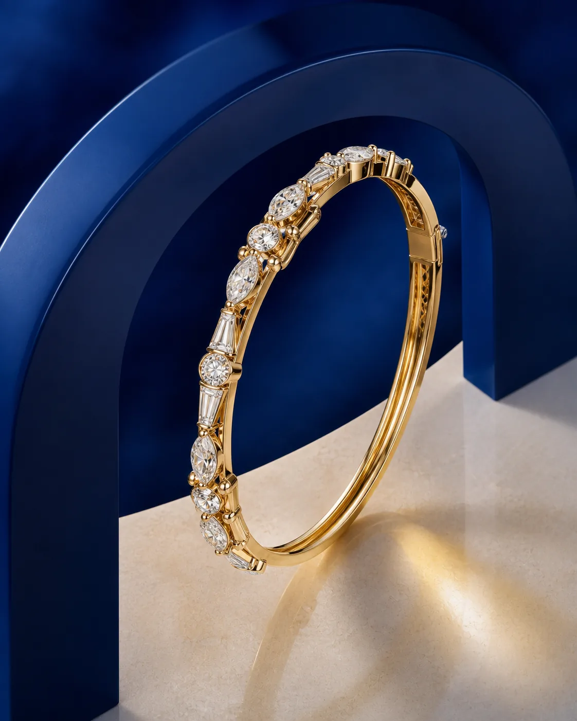 Aarohi Marquise Diamond Bangle, 18K yellow gold diamond bracelets design