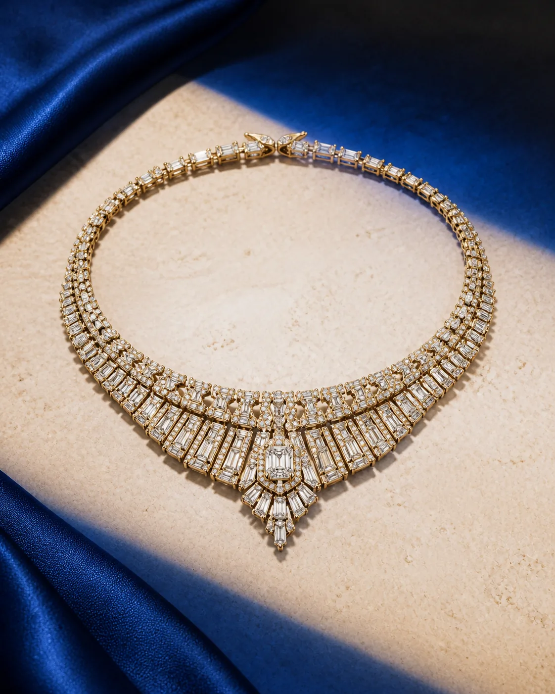 Aarohi Pear Bridal Necklace, 18K yellow gold diamond necklaces design