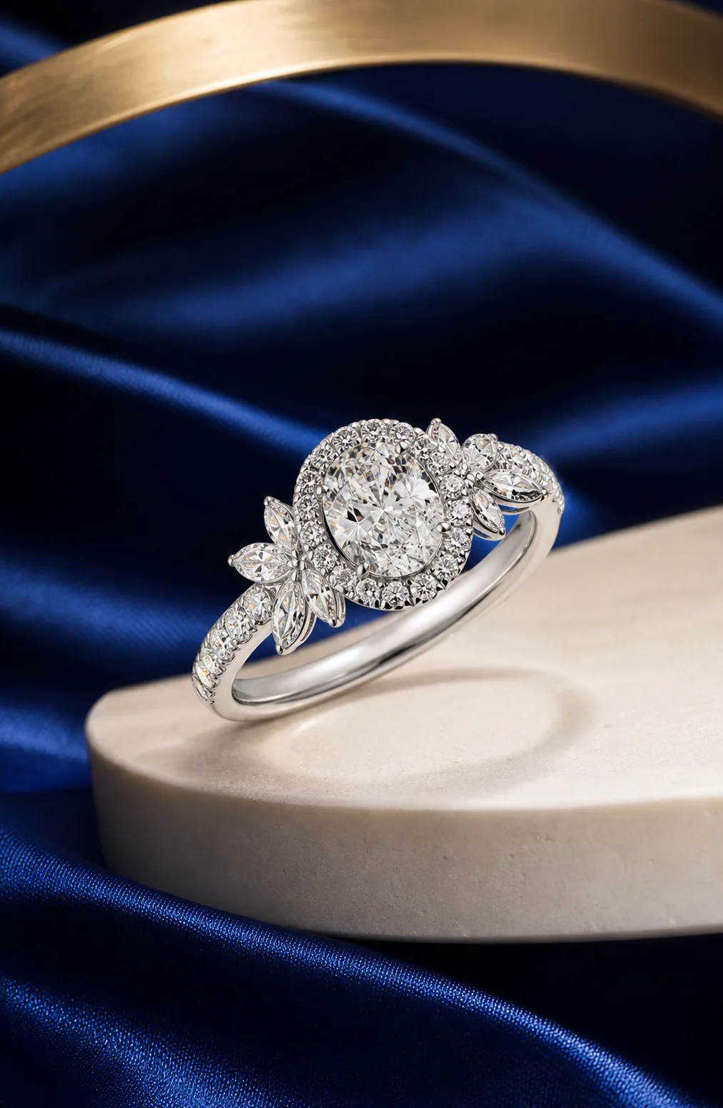Meher Oval Halo Ring