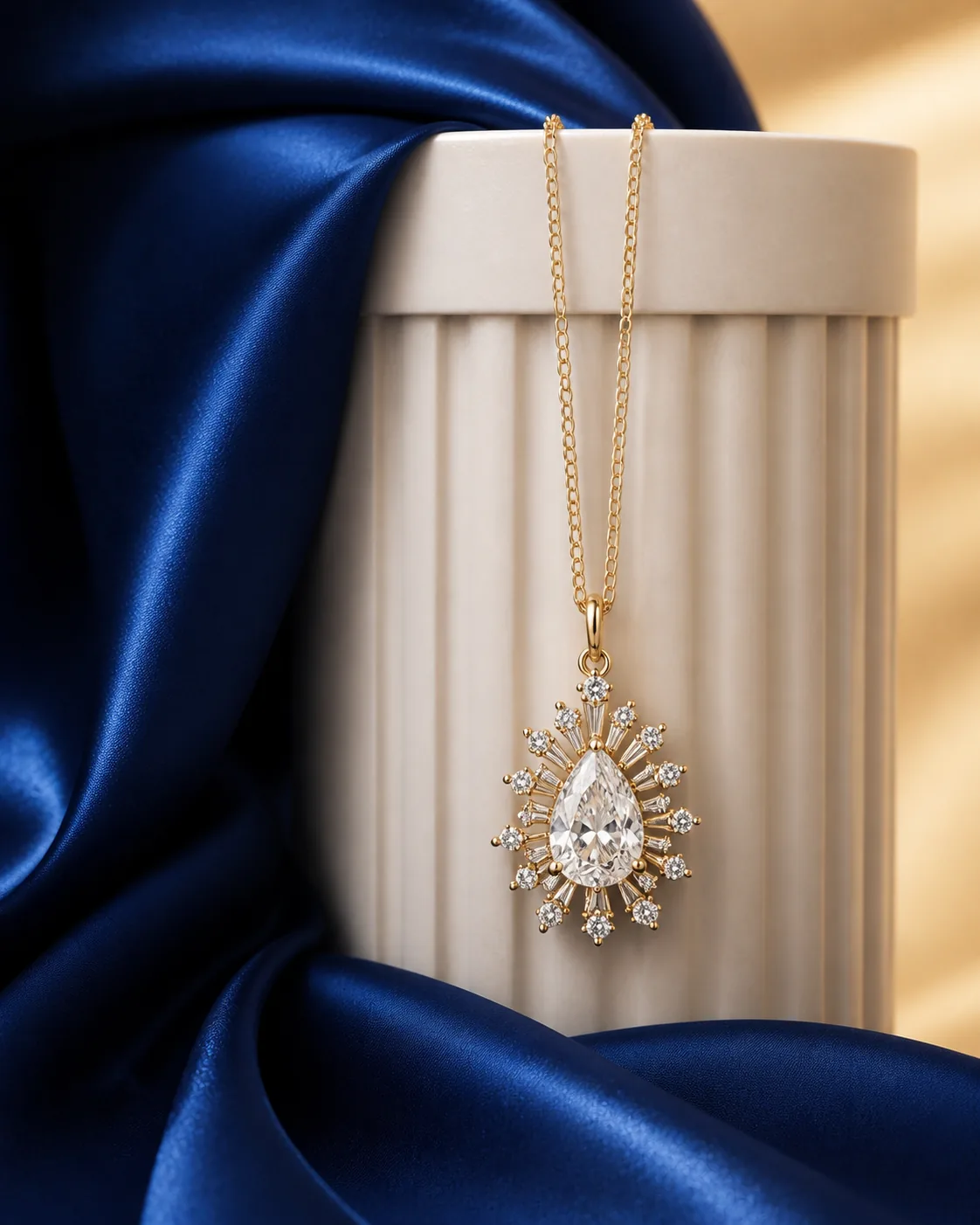 Luna Pear Solitaire Pendant