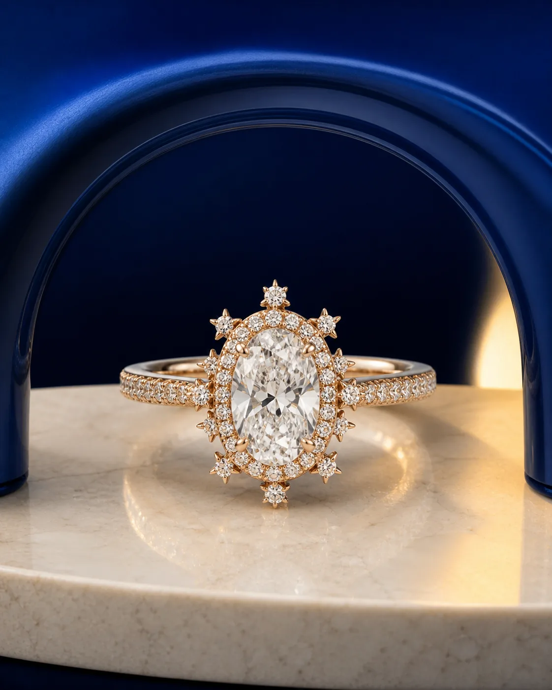 Luna Oval Halo Ring
