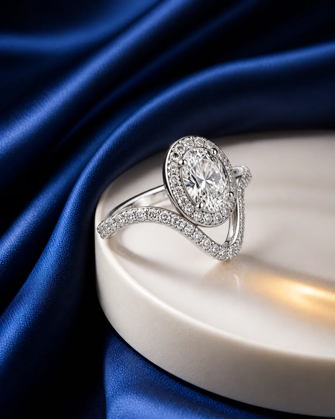 Saanjh Oval Halo Ring
