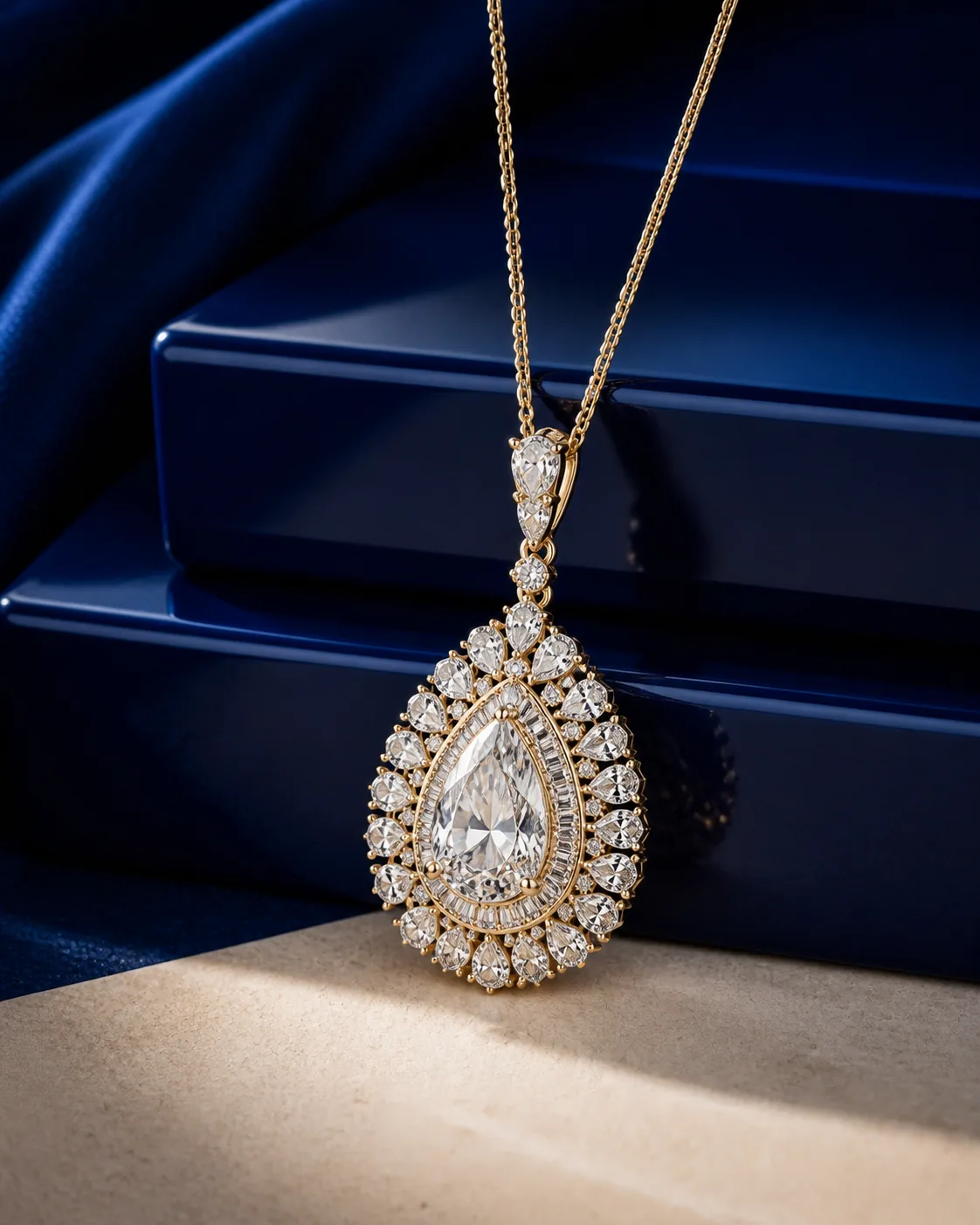 Celeste Pear Solitaire Pendant