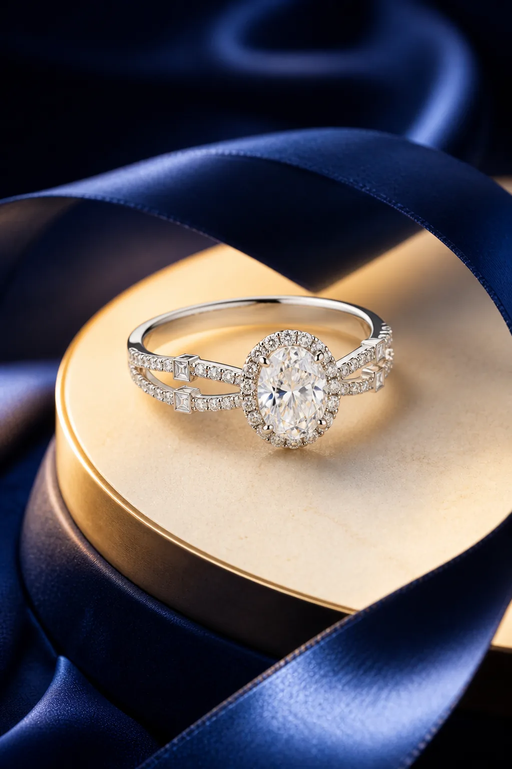 Vanya Oval Halo Ring